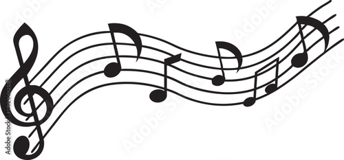 musical notes and songs vector silhouette on white background