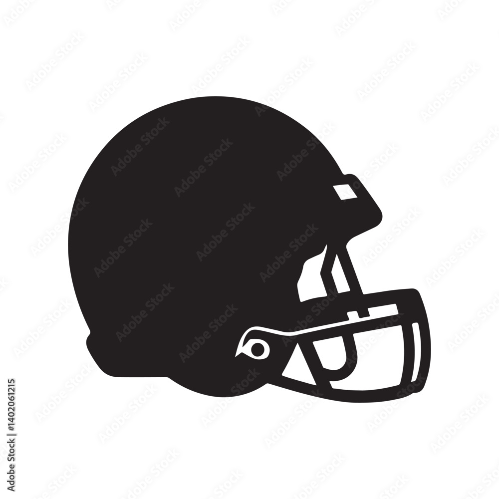 Naklejka premium Single american football helmet silhouette isolated on white background. American football helmet icon vector illustration design