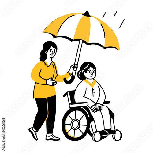 Disability coverage illustration in hand drawn style 

