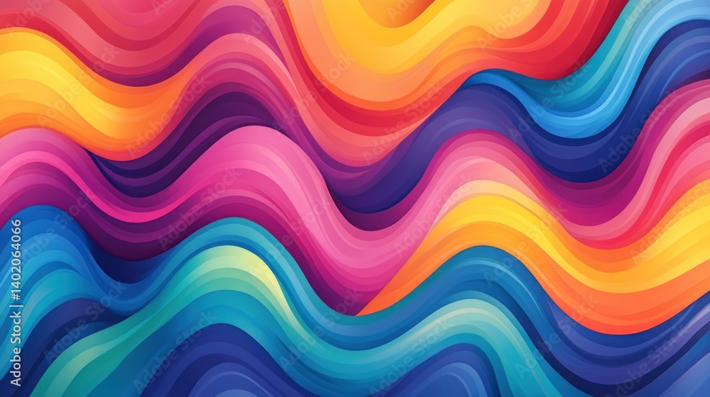 Vibrant, flowing waves of color in abstract art Vibrant, flowing waves of color in abstract art