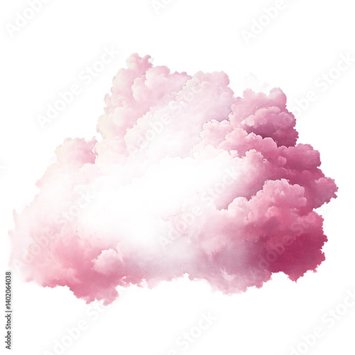 Dreamlike pink black smoke cloud isolated on black on transparent background