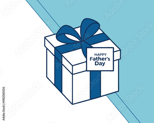 Happy Father's Day Gift Box with Blue Ribbon and Modern Design