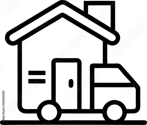 vector illustration of a house line art on transparent background