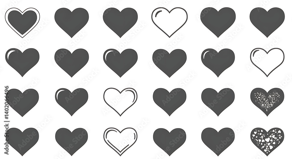Heart Variations: A Monochrome Study AI Generated Heart Variations: A Monochrome Study AI Generated