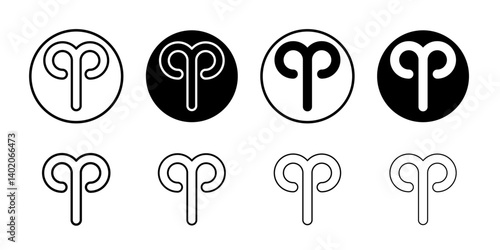 Aries zodiac sign icon Flat illustration sign