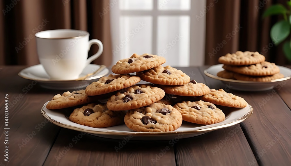 Close-Up of Delicious Cookies with Luxurious Room Backdrop Close-Up of Delicious Cookies with Luxurious Room Backdrop