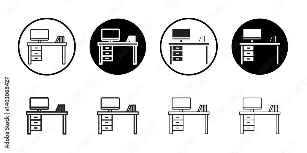 desk icon Flat illustration sign desk icon Flat illustration sign