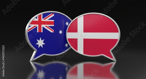 Australia and Denmark dialogue, showcasing flags within overlapping speech bubbles Free Download Australia and Denmark dialogue, showcasing flags within overlapping speech bubbles - GFXLoad