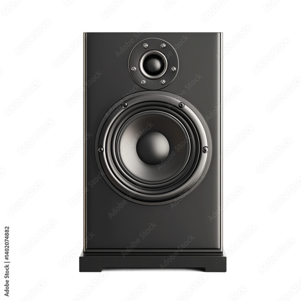 Sleek black bookshelf speaker rich sound studio on transparent background Sleek black bookshelf speaker rich sound studio on transparent background