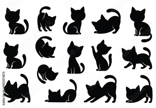 set of cats silhouettes