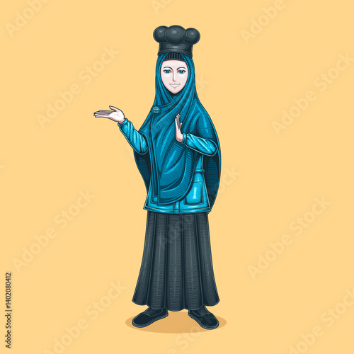 character of a muslim woman restaurant waitress