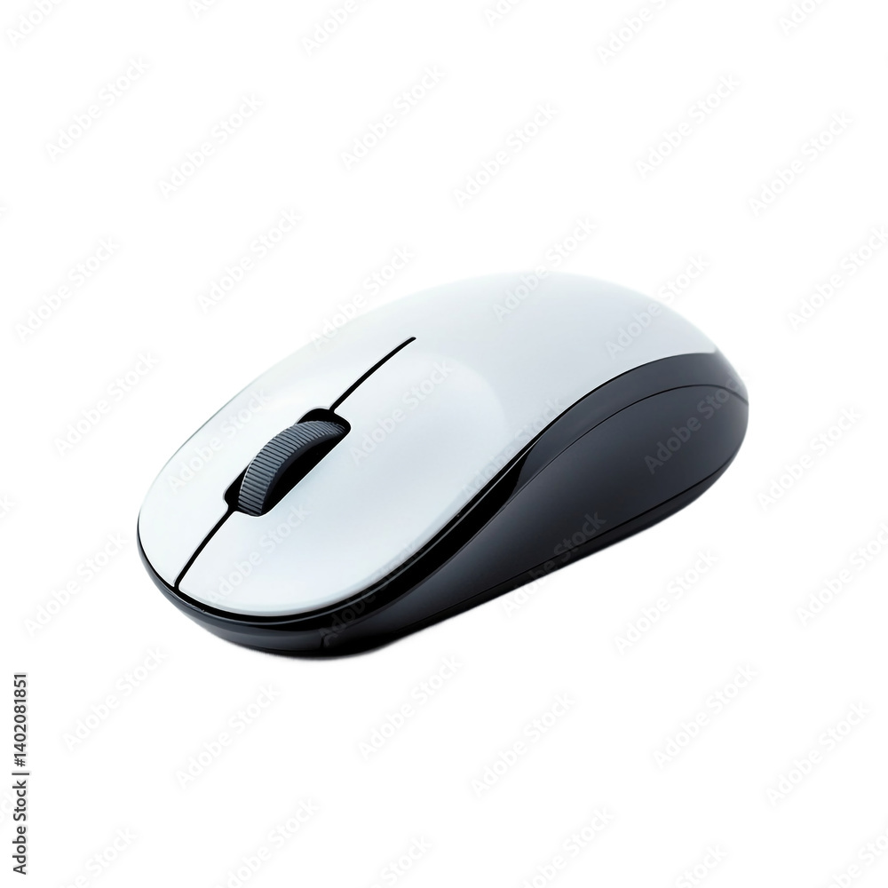 Sleek white computer mouse isolated on black on transparent background Sleek white computer mouse isolated on black on transparent background