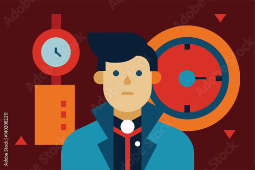businessman holding a clock