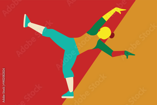man jumping on a red background