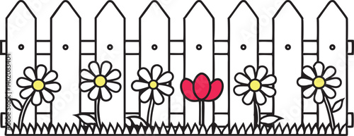 garden fence doodle hand drawn vector icon. Outline drawing garden wooden fence line clipart symbol vector illustration