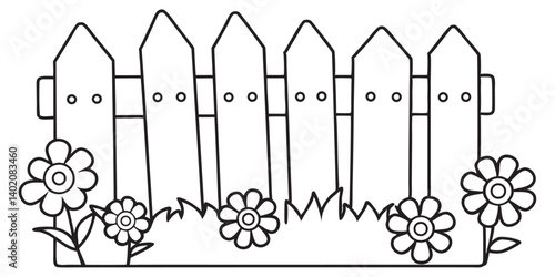 garden fence doodle hand drawn vector icon. Outline drawing garden wooden fence line clipart symbol vector illustration