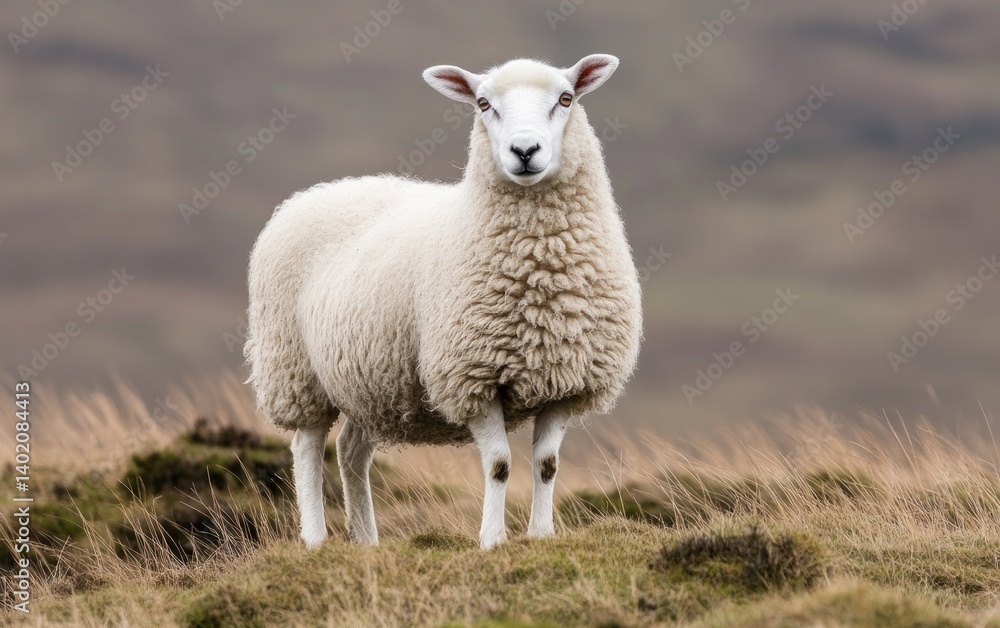 Fluffy White Sheep in Brown Grass Field Fluffy White Sheep in Brown Grass Field