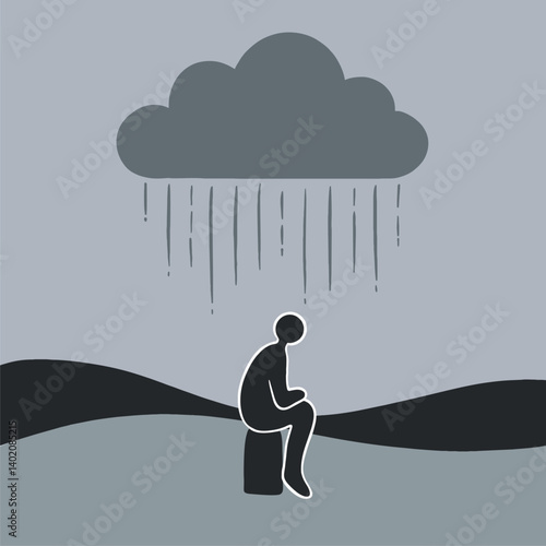 silhouette illustration of a person alone feeling lonely simple