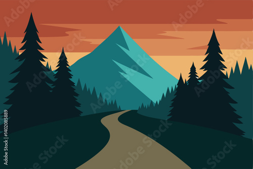 winter landscape with trees and mountains