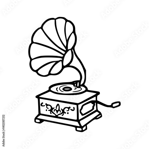 retro phonograph outline design