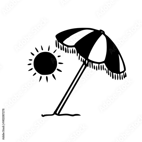holiday relaxation vector with umbrella and sun