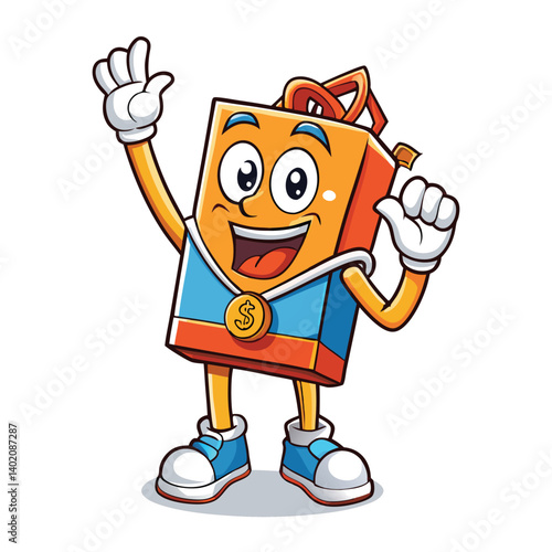 Rewarding product mascot, celebrating success