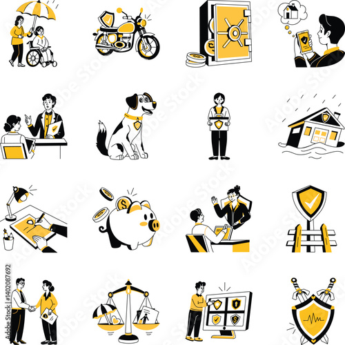 Bundle of Hand Drawn Coverage Illustrations 
