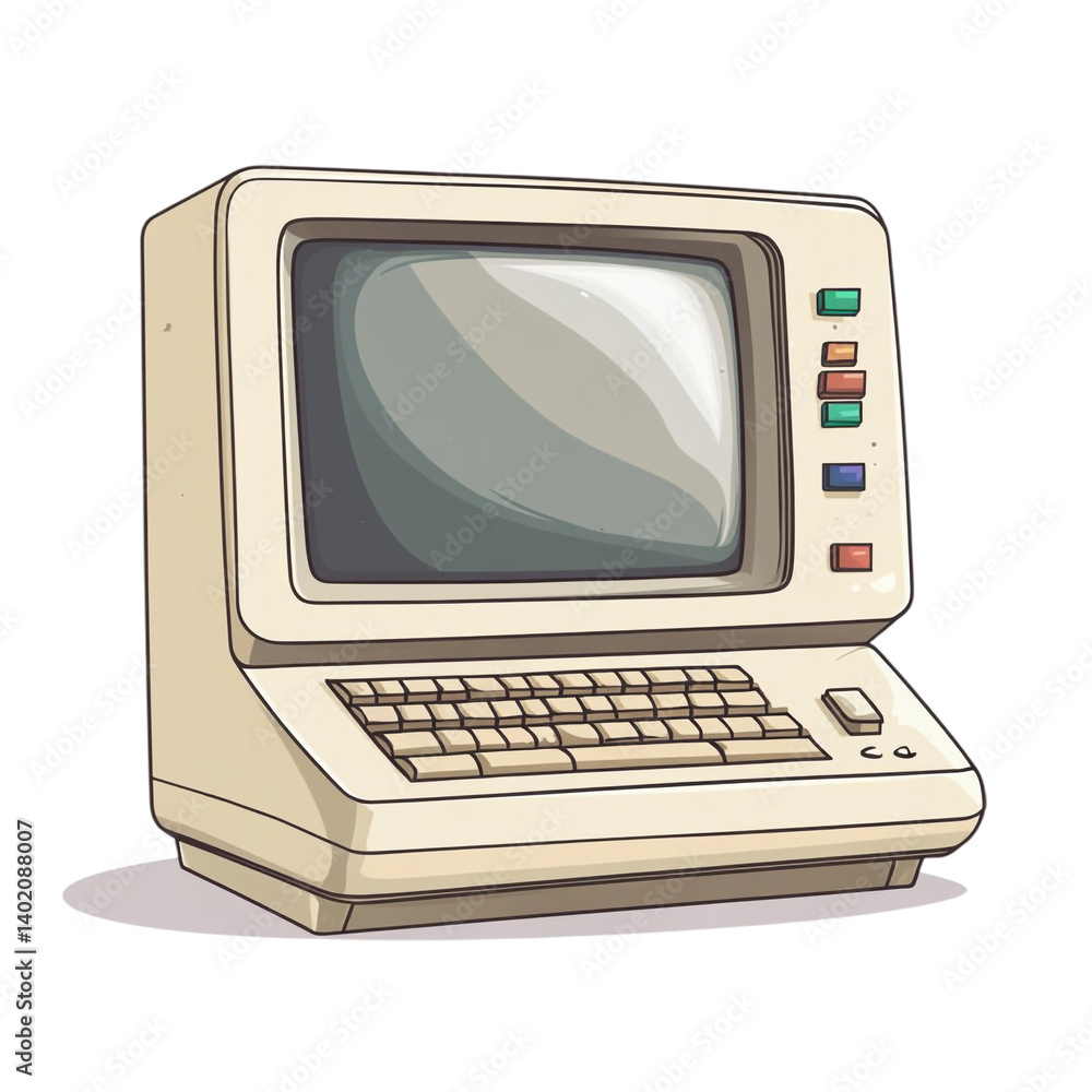 Retro beige computer nostalgic design simple technology Retro beige computer nostalgic design simple technology