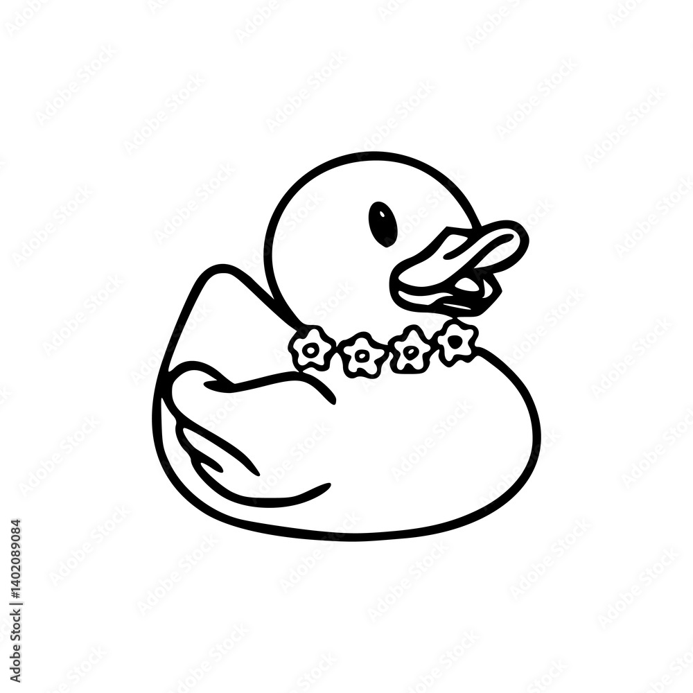 cute rubber duck with flower lei vector cute rubber duck with flower lei vector