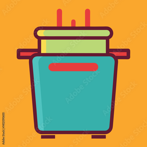 Deep fryer illustration whit-solid colour outline 