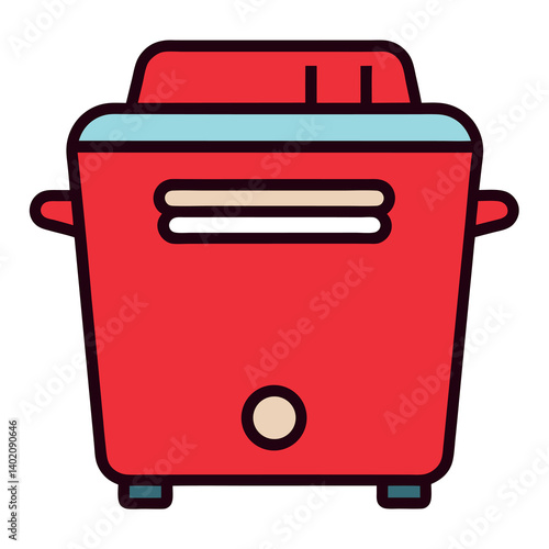 Deep fryer illustration whit-solid colour outline 