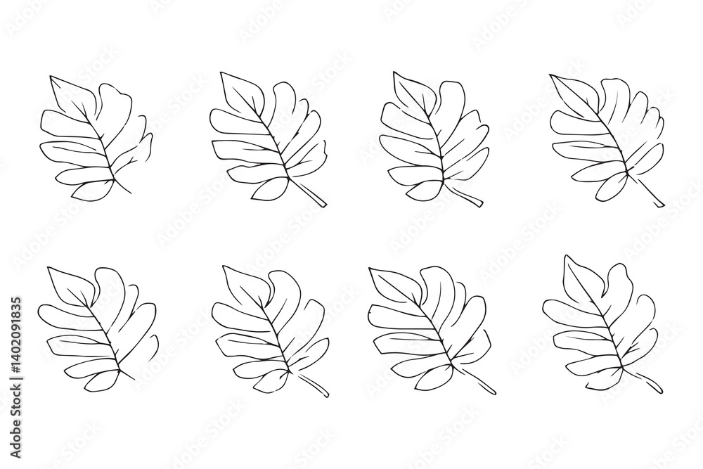 Fototapeta premium Banyan leaf line art