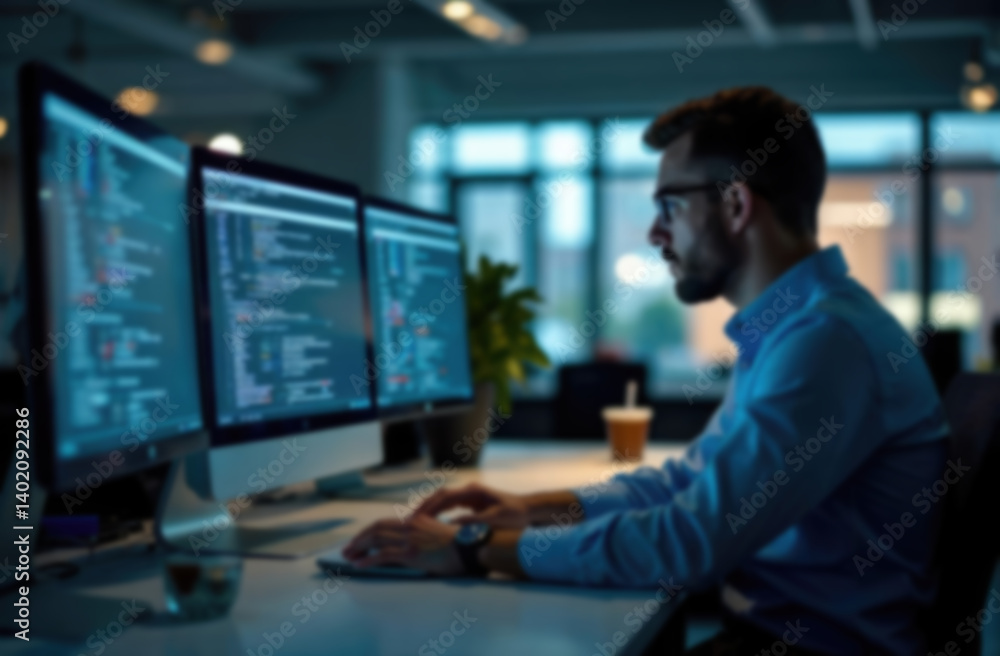 Blur background of AI, Artificial Intelligence, AI generated content Concept. Artist Man using AI Art to generate image content.
Blur background of AI, Artificial Intelligence, AI generated content Concept. Artist Man using AI Art to generate image content.