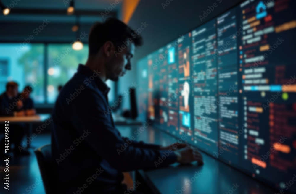 Blur background of AI, Artificial Intelligence, AI generated content Concept. Artist Man using AI Art to generate image content.
Blur background of AI, Artificial Intelligence, AI generated content Concept. Artist Man using AI Art to generate image content.