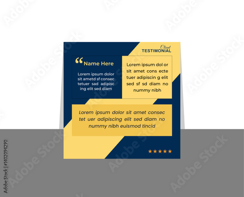 Customer feedback banner design, Client testimonial social media post design web banner template.