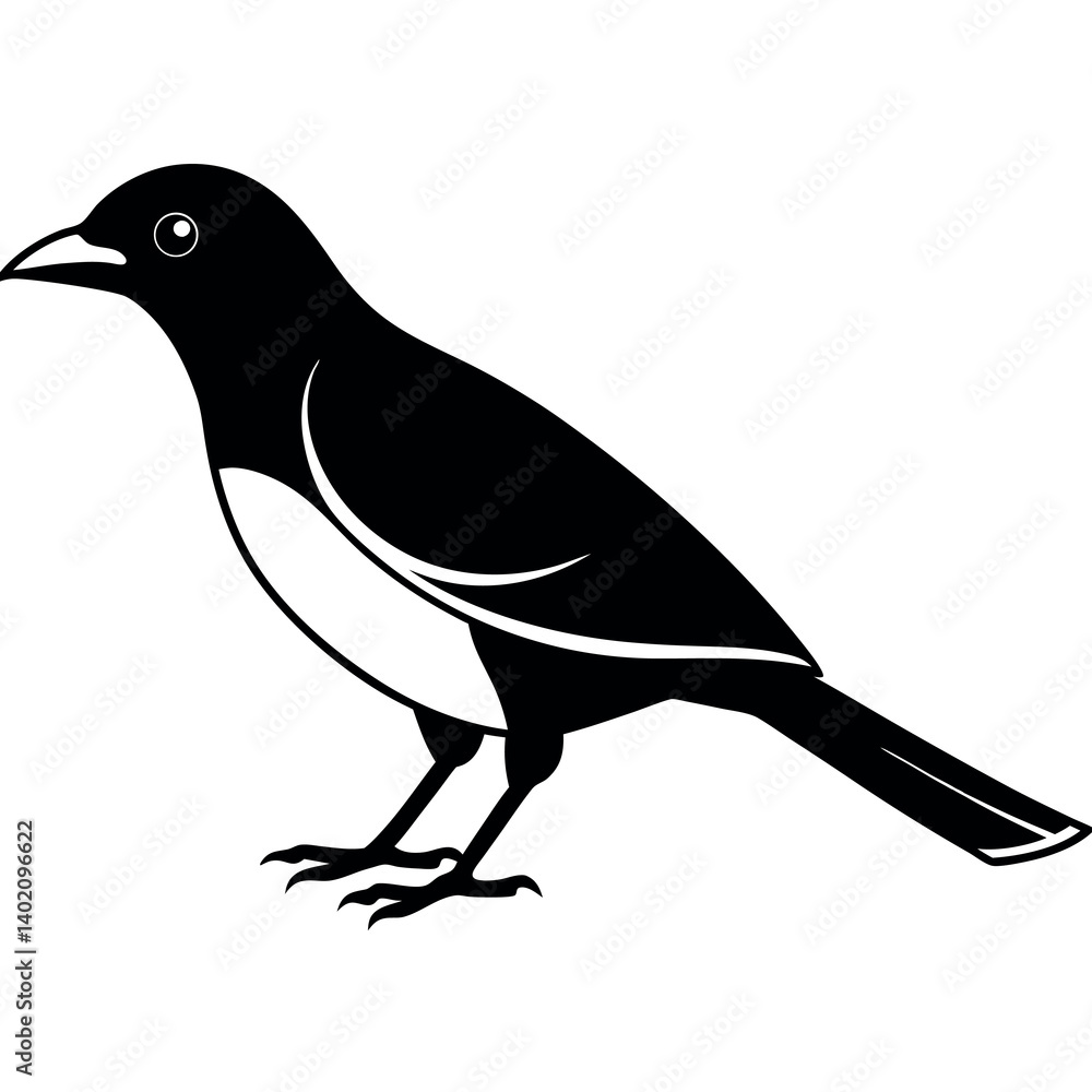 Obraz premium line-art-myna-silhouette-vector-design 