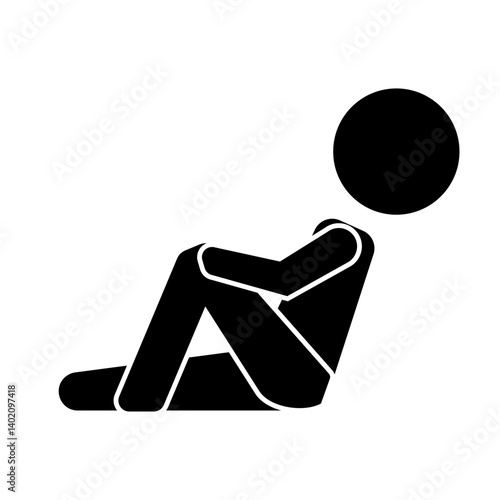 座って足を伸ばし休憩する人のピクトグラム