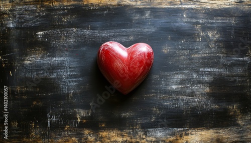 Heart on Dark Wood Tabletop