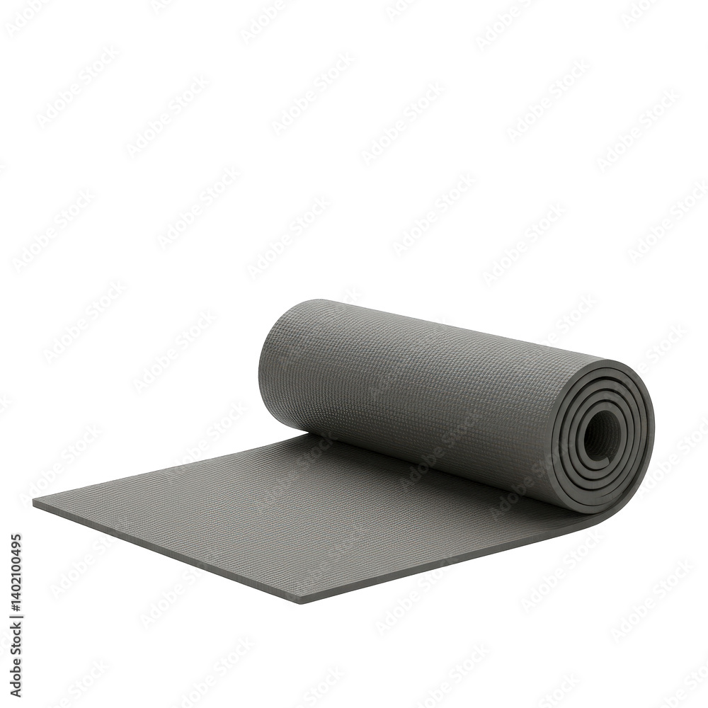 Rolled Gray Yoga Mat Isolated on Dark Background Rolled Gray Yoga Mat Isolated on Dark Background