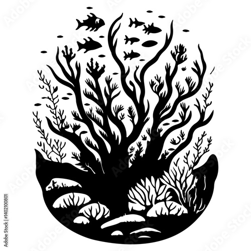Abyssal Silhouette: An Artistic Coral Reef Domain