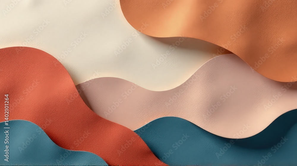 Abstract waves of colorful textured layers in blue, orange, and cream tones. trending colors spring summer 2025 Abstract waves of colorful textured layers in blue, orange, and cream tones. trending colors spring summer 2025