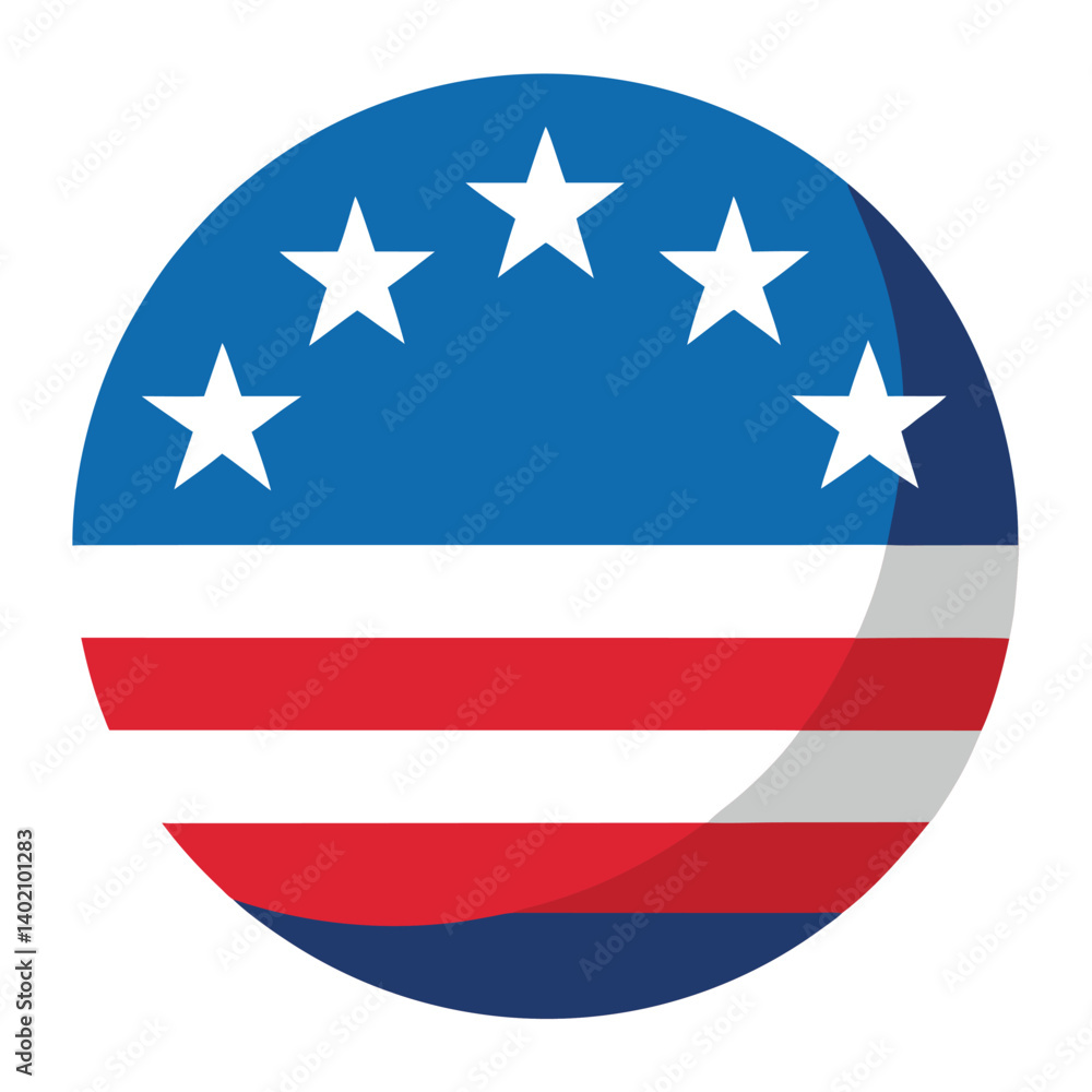 Round shape with-stars and stripes on white background. Round shape with-stars and stripes on white background.
