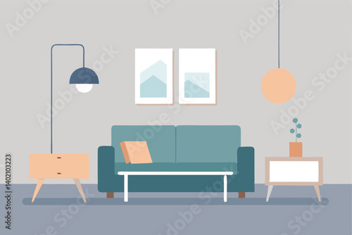 living room interior with sofa