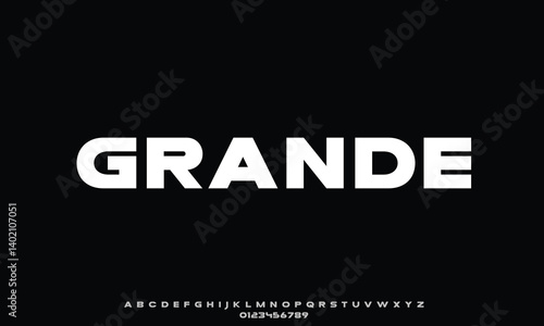 Mesa Grande vector font alphabet with numbers
