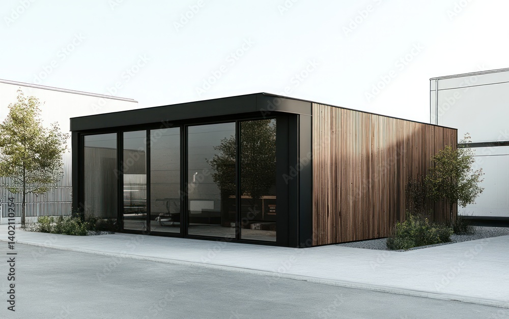 Modern Prefabricated House with Wood and Glass Modern Prefabricated House with Wood and Glass