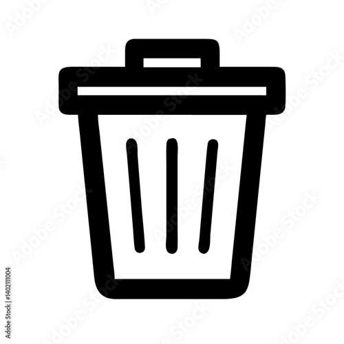 Trash Can Icon: A simple yet effective line art icon depicting a trash can, ideal for representing deletion, waste disposal, or recycling concepts.