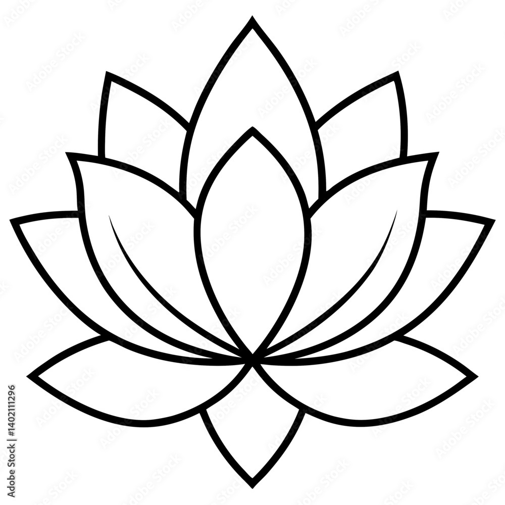 A symmetrical vector silhouette of a lotus flower A symmetrical vector silhouette of a lotus flower