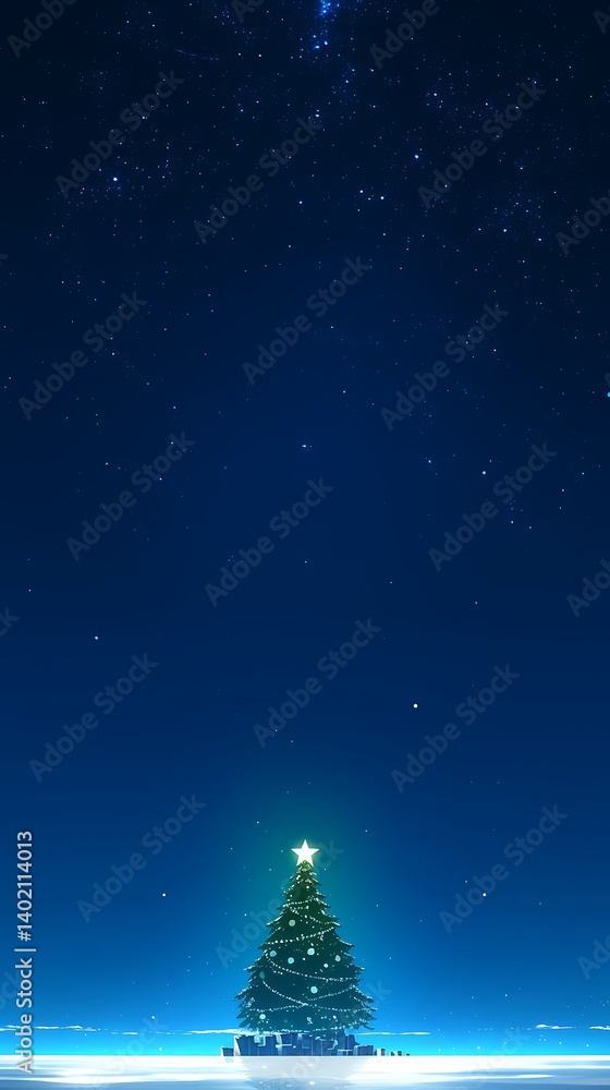 Naklejka premium Christmas Tree Night Sky