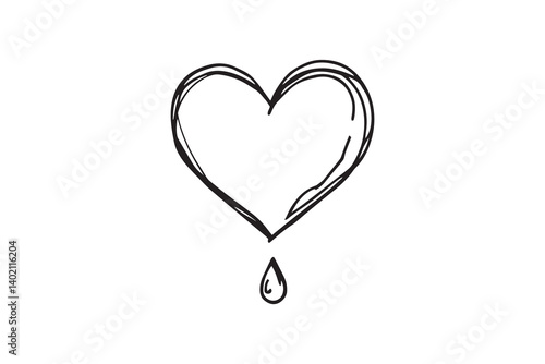 Set of 6 pec in two row  Bleeding Heart_ black line art on white background