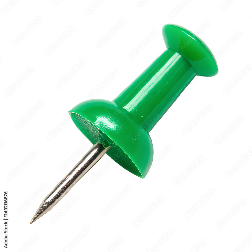 Green push pin isolated on transparent background Green push pin isolated on transparent background